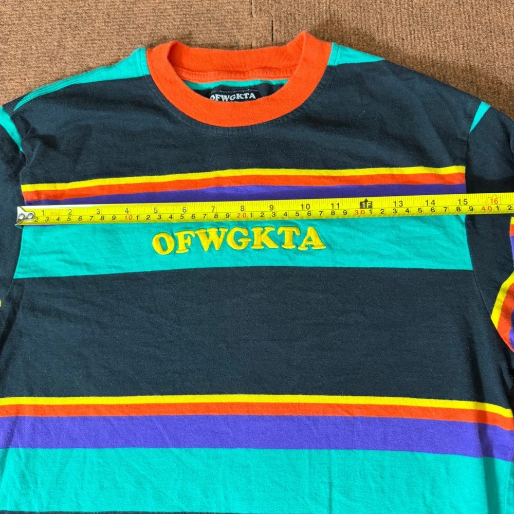 OFWGKTA Odd Future Striped‎ Long Sleeve Shirt Mens Medium Black Teal Purple M